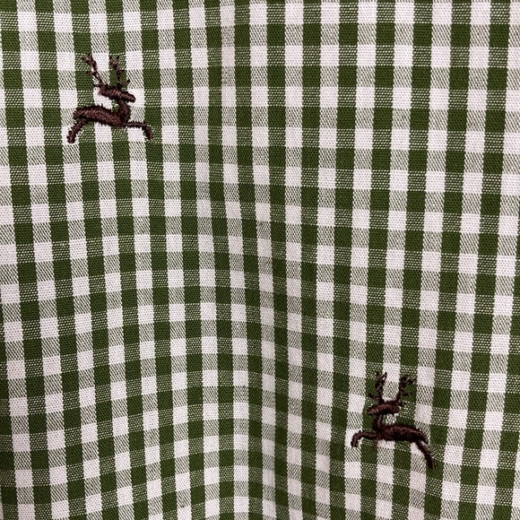 h. moser Salzberg Green Gingham Reindeer Button Front, Size EU 44/L - Picture 5 of 16